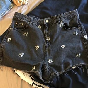 Topshop black flower shorts